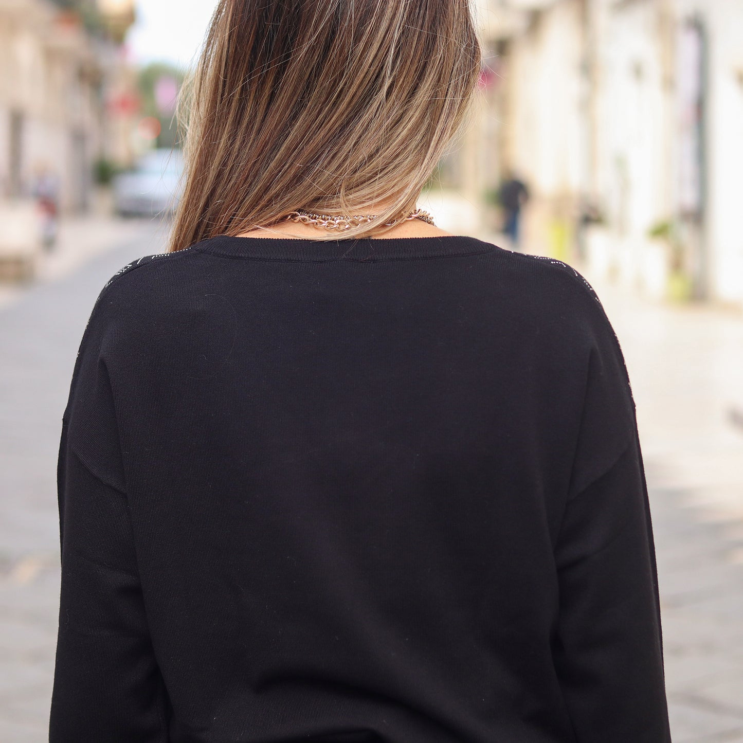 pullover con strass logato Gaudì NERO
