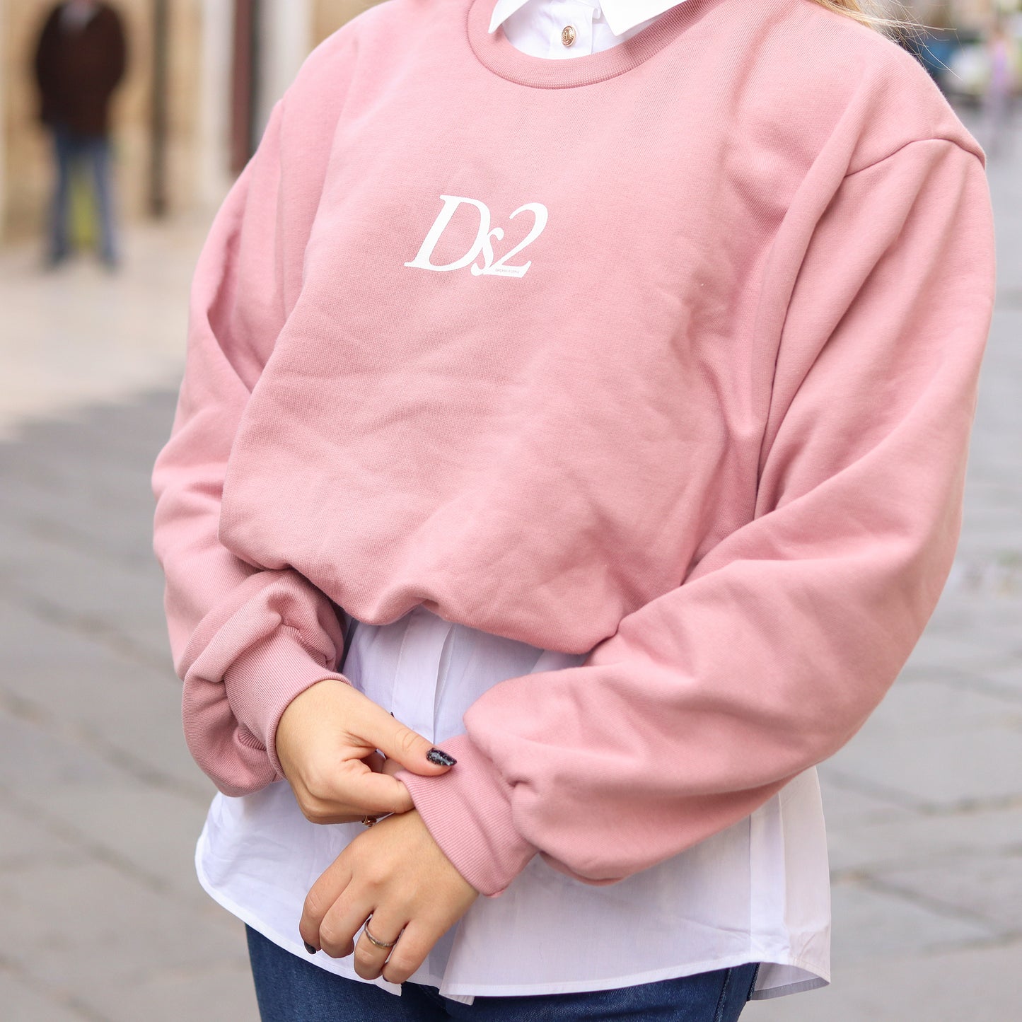 felpa Ds2 cropped rosa