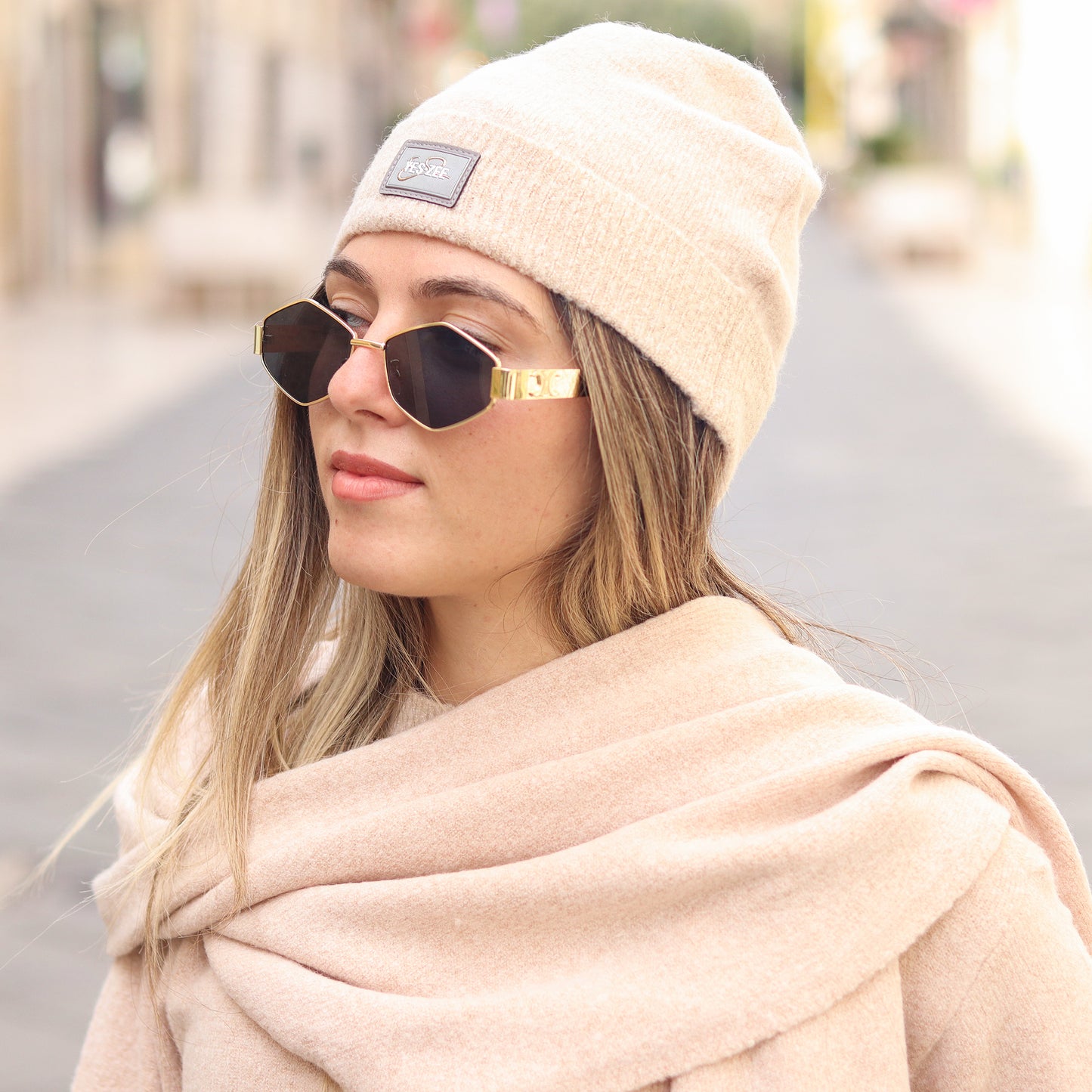 coordinato sciarpa e cappello Yes Zee albicocca