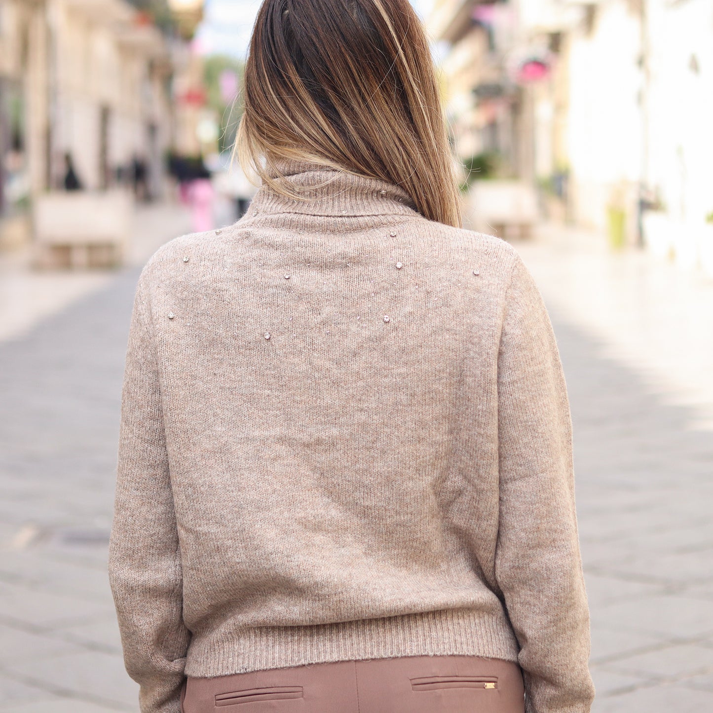 pullover collo alto Yes Zee beige