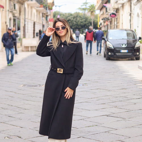 cappotto con cintura logata Gaudì nero