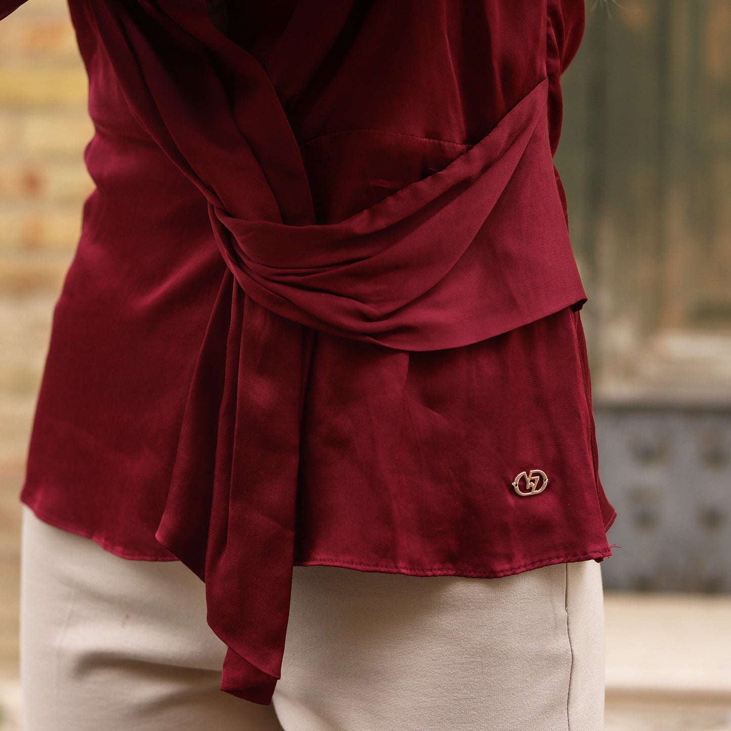 blusa con nodo Yes Zee Bordeaux