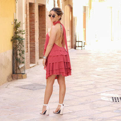 abito corto a balze Denny Rose