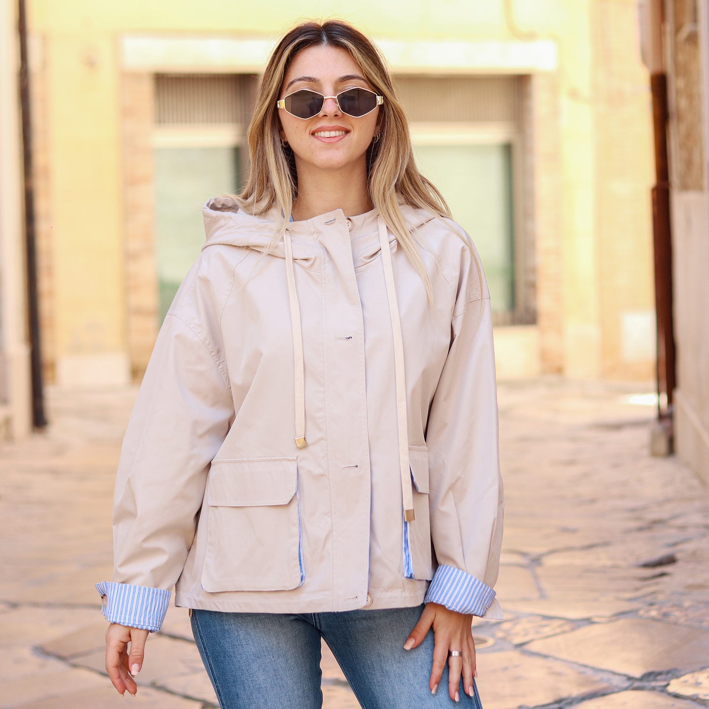 parka oversize beige