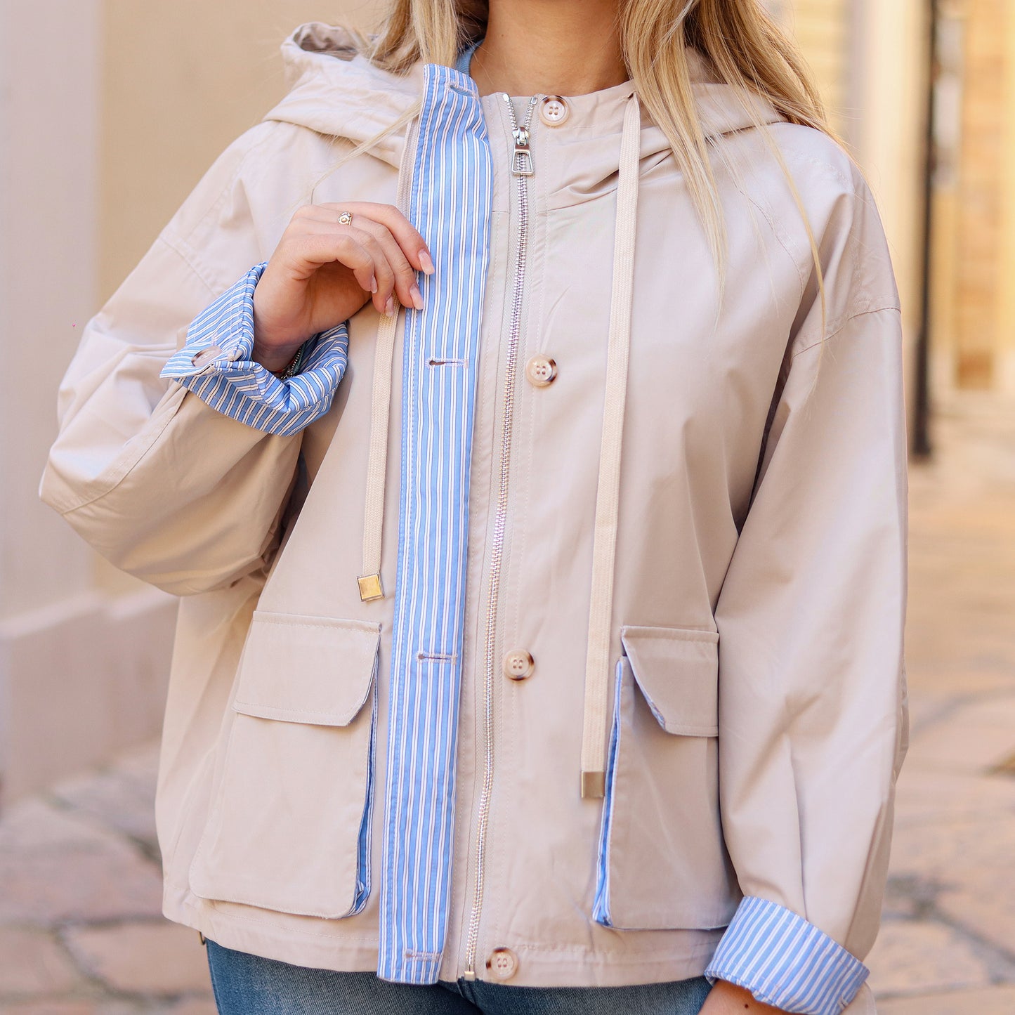 parka oversize beige