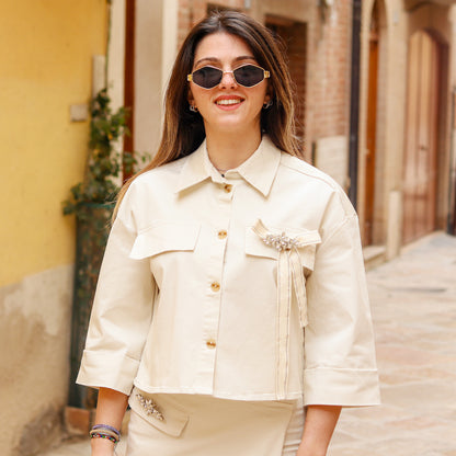 blazer cropped oversize Yes Zee bianco
