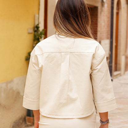 blazer cropped oversize Yes Zee bianco