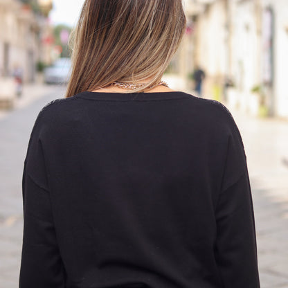 pullover con strass logato Gaudì NERO
