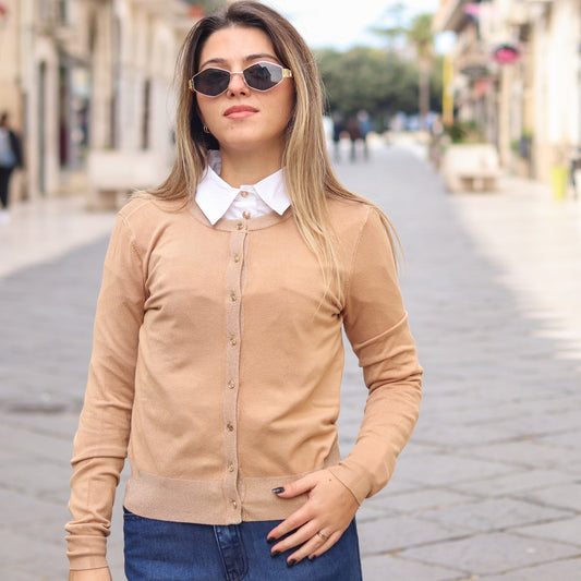 cardigan dettaglio lurex Gaudi cammello