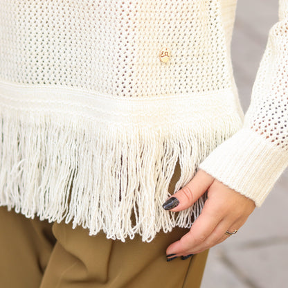 pullover traforato Yes Zee panna