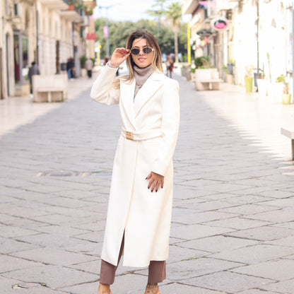 cappotto con cintura logata Gaudì bianco