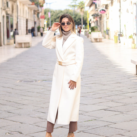cappotto con cintura logata Gaudì bianco