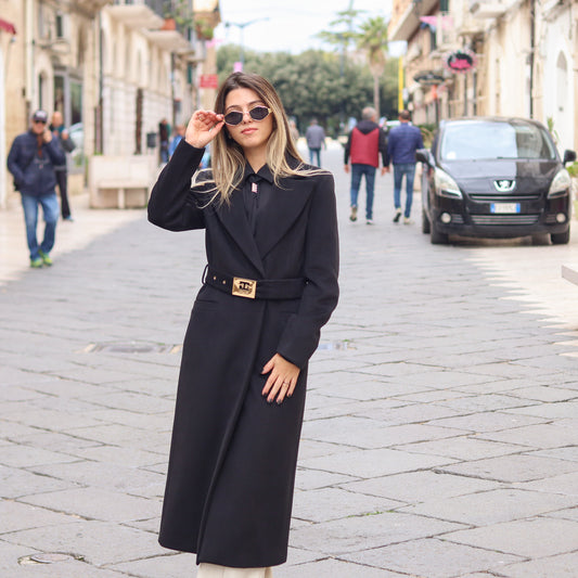 cappotto con cintura logata Gaudì nero