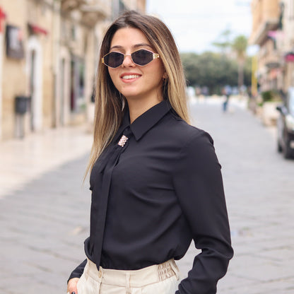 blusa con Cravattino Gaudì nero