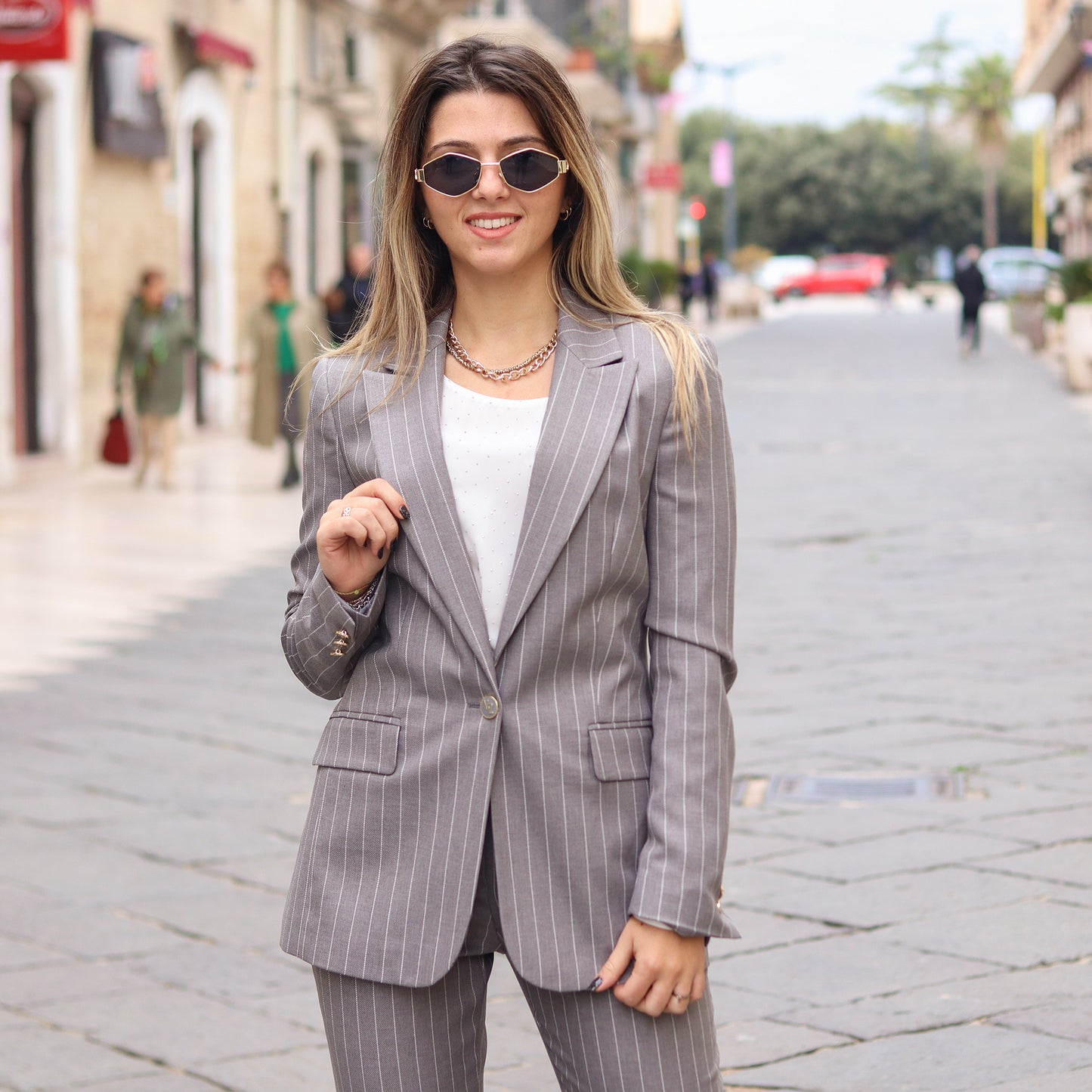 blazer gessato Yes Zee