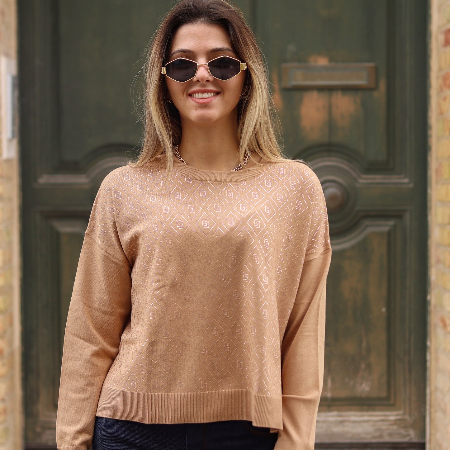 pullover logato GAUDì cammello