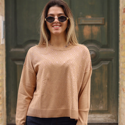 pullover logato GAUDì cammello