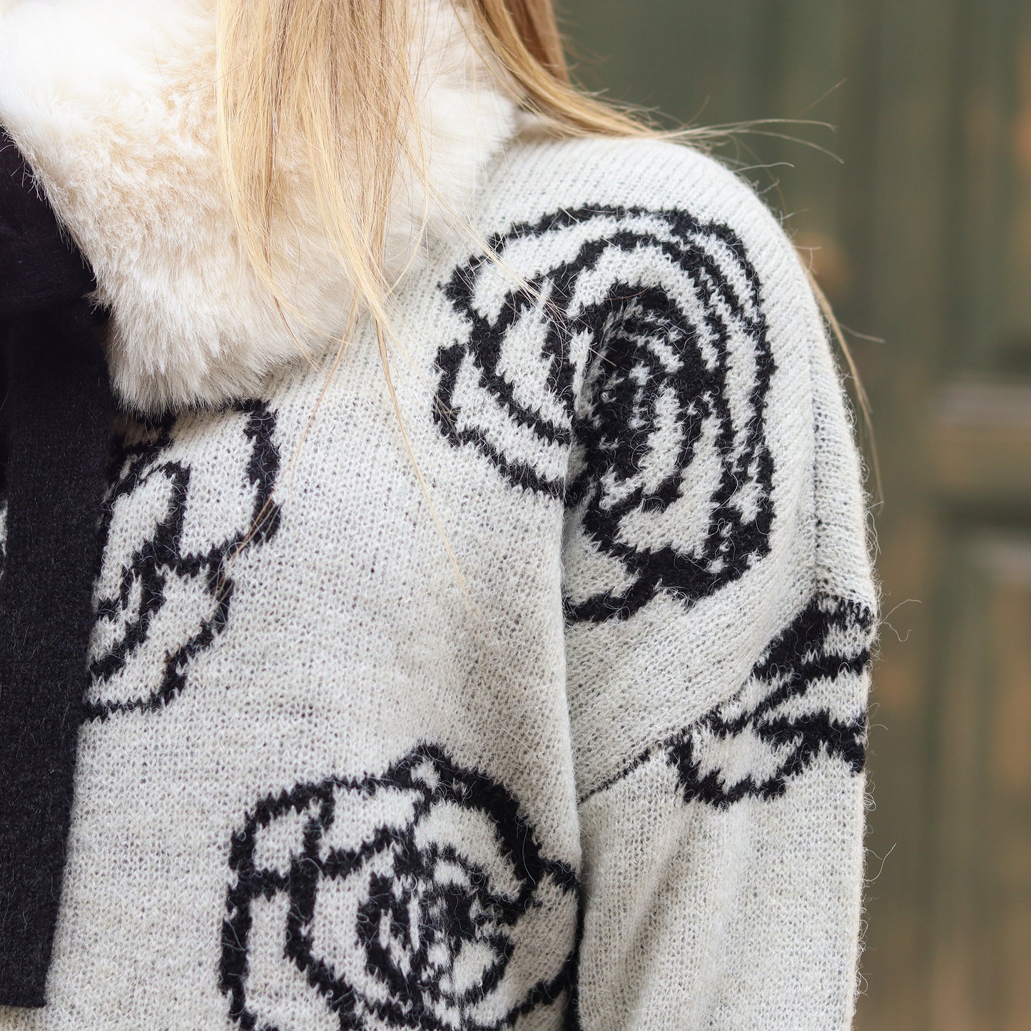 pullover con stampa e collo in pelliccia Gaudì