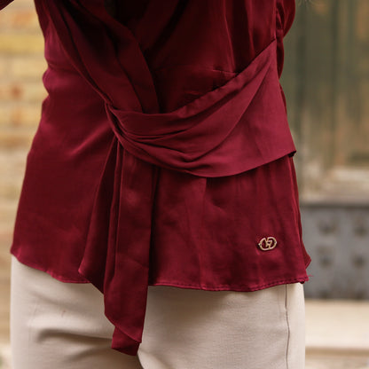 blusa con nodo Yes Zee Bordeaux
