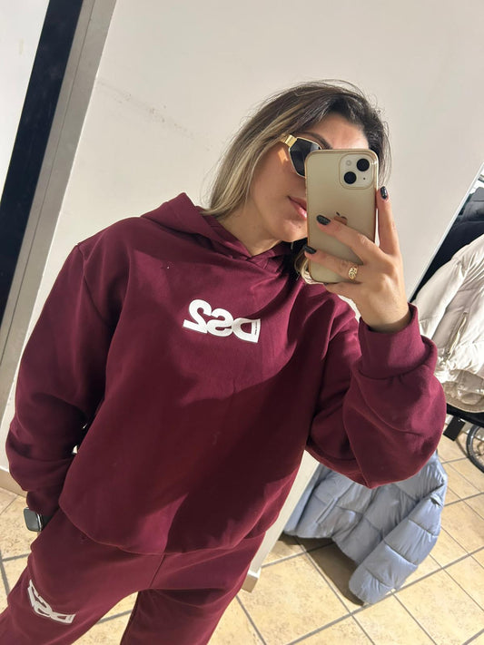 felpa con cappuccio bordeaux Ds2