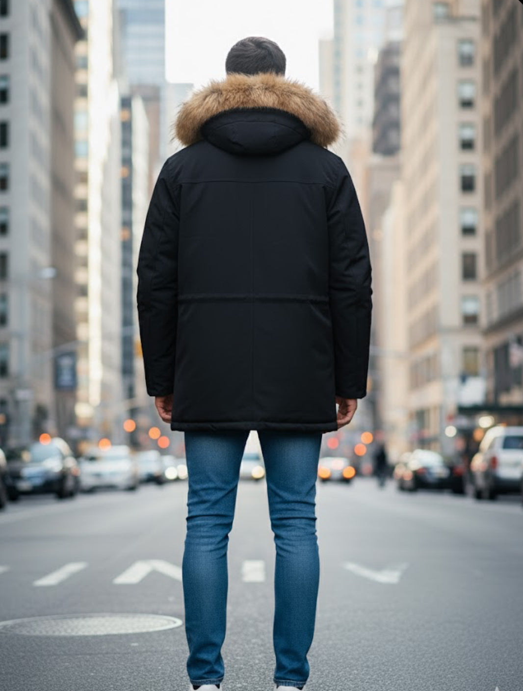 Piumino Yes Zee con pelliccia NERO