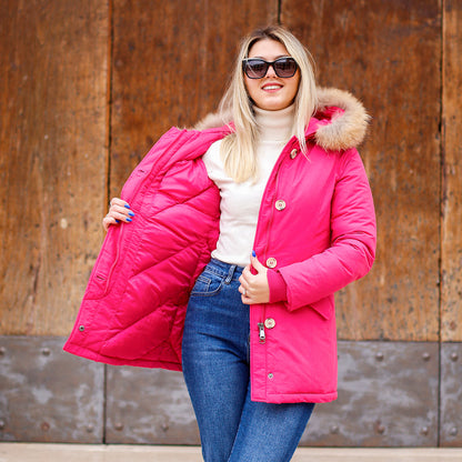 Parka Simil Woorlich Special Price Pelliccia GRANDE fucsia